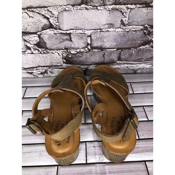 Kork-Ease Olive Green Leather Platform Wedge Ankle Strap Sandals Women Sz 7M US - Picture 8 of 16